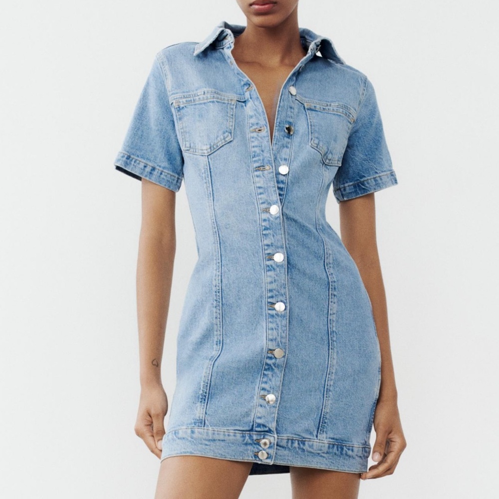 Zara Blue Mini Denim Dress
